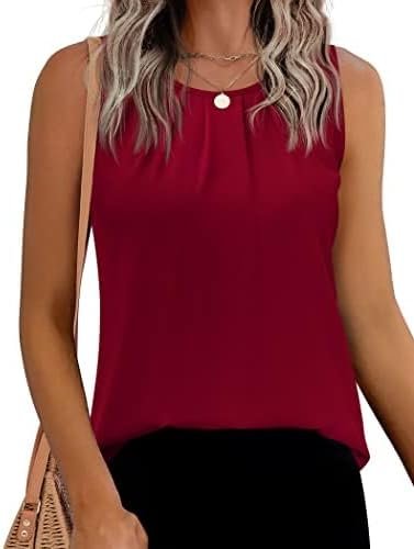 41VmpSgboCL._AC Women's Sleeveless Chiffon Tank Top Double Layers Keyhole Back Blouse Tunic S-XXL