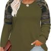 Plus Size T Shirt for Women Long Sleeve Raglan Tops Tee Shirts Color Block Top Leopard Plaid Print XL-5XL 14W-28W