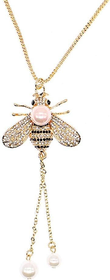 519btML6_uL._AC_SL1000 Honey Bee Brooches Crystal Insect Themed Bee Brooch Animal Fashion Shell Pearl Brooch Pin Gold Tone