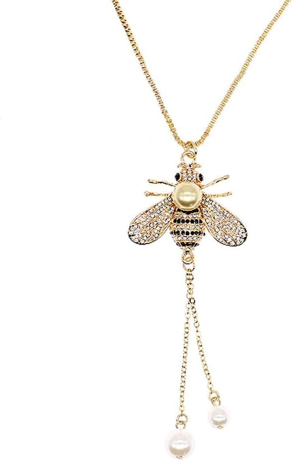 51AiciimJRL._AC_SL1000 Honey Bee Brooches Crystal Insect Themed Bee Brooch Animal Fashion Shell Pearl Brooch Pin Gold Tone