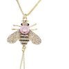 Honey Bee Brooches Crystal Insect Themed Bee Brooch Animal Fashion Shell Pearl Brooch Pin Gold Tone