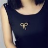Elegant Gold Color Bow Tie Brooch Lapel Pin For Women Simple Dress Coat Cardigan Wedding Jewelry Gifts
