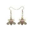 Honey Bee Brooches Crystal Insect Themed Bee Brooch Animal Fashion Shell Pearl Brooch Pin Gold Tone