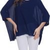 Women Chiffon Blouse Floral Batwing Sleeve Beach Cover Loose Tunic Shirt Tops