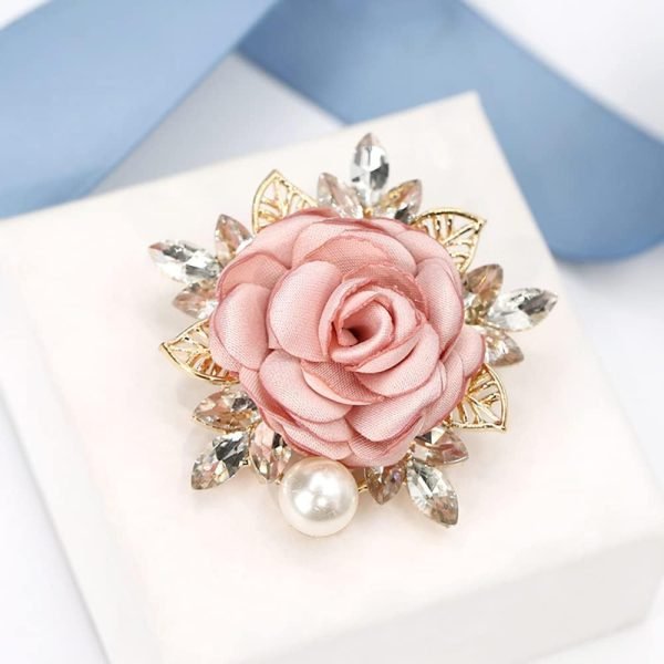51JAmOraGkL._AC_SL1000 Elegant Rose Flower Brooch Pin for Women Men Wedding Party Gentleman's Essentials Handmade Crystal Pearl Fabric Flower Lapel Pin Dress Suit Accessories Boutonniere Ideas Gift Valentine's Day