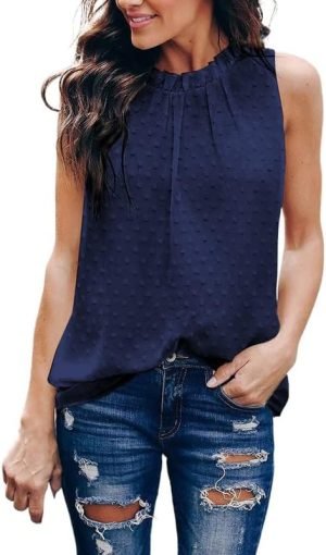 Womens Casual Sleeveless Shirts Halter Neck Leopard Print Tank Top and Blouses