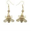 Honey Bee Brooches Crystal Insect Themed Bee Brooch Animal Fashion Shell Pearl Brooch Pin Gold Tone