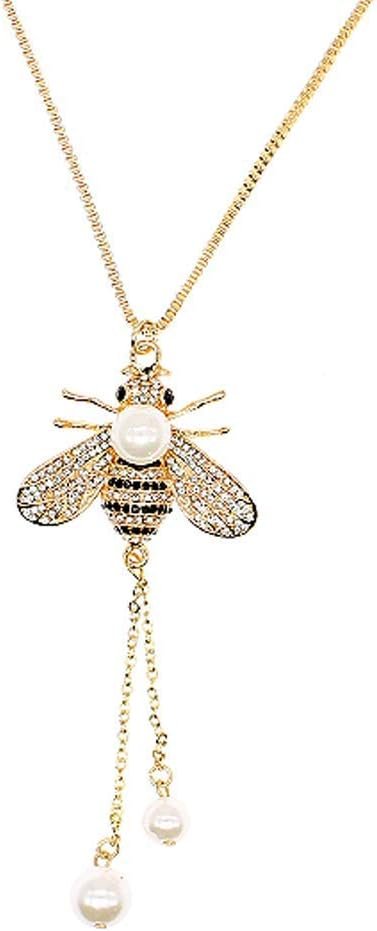 51RmDOWFkyL._AC_SL1000 Honey Bee Brooches Crystal Insect Themed Bee Brooch Animal Fashion Shell Pearl Brooch Pin Gold Tone