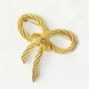 Elegant Gold Color Bow Tie Brooch Lapel Pin For Women Simple Dress Coat Cardigan Wedding Jewelry Gifts