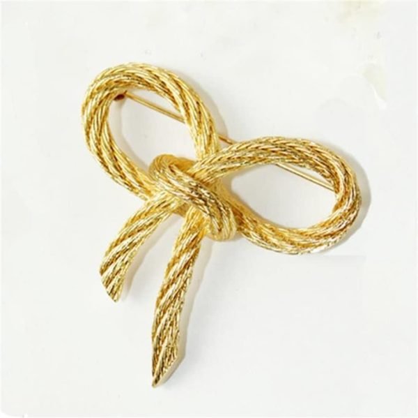 51SiCZjq7nL._AC_SL1003 Elegant Gold Color Bow Tie Brooch Lapel Pin For Women Simple Dress Coat Cardigan Wedding Jewelry Gifts