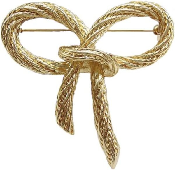 51bOZmeBqbL._AC_SL1102 Elegant Gold Color Bow Tie Brooch Lapel Pin For Women Simple Dress Coat Cardigan Wedding Jewelry Gifts