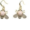 Honey Bee Brooches Crystal Insect Themed Bee Brooch Animal Fashion Shell Pearl Brooch Pin Gold Tone