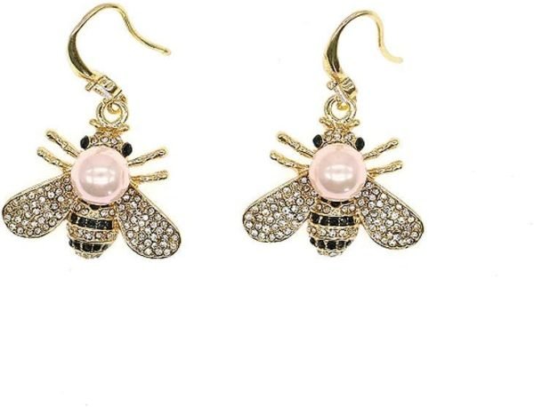 51cpZDxOs4L._AC_SL1000 Honey Bee Brooches Crystal Insect Themed Bee Brooch Animal Fashion Shell Pearl Brooch Pin Gold Tone