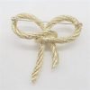 Elegant Gold Color Bow Tie Brooch Lapel Pin For Women Simple Dress Coat Cardigan Wedding Jewelry Gifts
