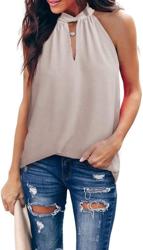 51p8mDJbfNL._AC_bef1cef0-c1b2-4827-abea-82d4dfb72080 Womens Casual Sleeveless Shirts Halter Neck Leopard Print Tank Top and Blouses
