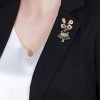 Rhinestone Lady Rabbit Brooch Pin for Women Girls Fashion Crystal Bunny Animal Brooches Lapel Pins Dainty Cute Christmas Graduation Honors Day Easter Jewelry Gift for Daughter Teacher Students