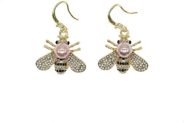51rdK382rfL._AC_SL1000 Honey Bee Brooches Crystal Insect Themed Bee Brooch Animal Fashion Shell Pearl Brooch Pin Gold Tone