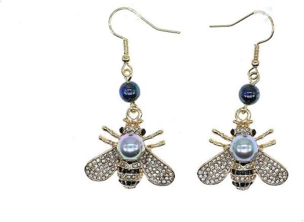 51rftiL43oL._AC_SL1000 Honey Bee Brooches Crystal Insect Themed Bee Brooch Animal Fashion Shell Pearl Brooch Pin Gold Tone