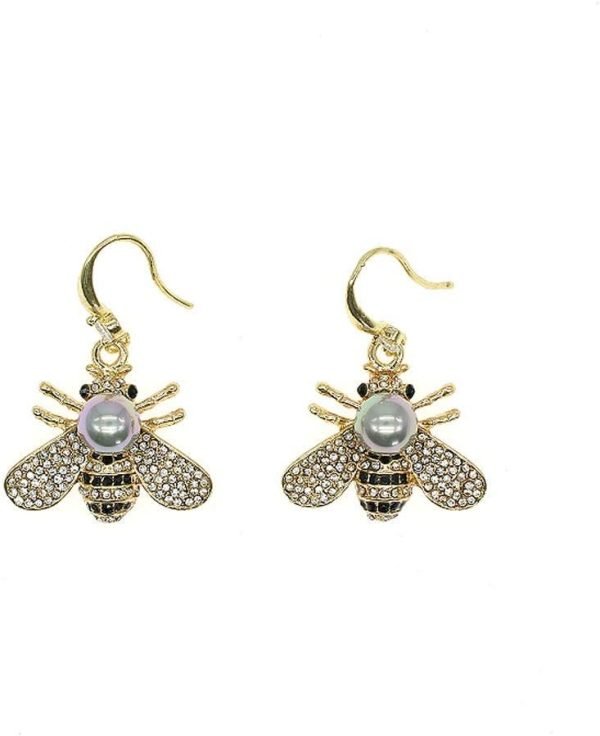 51t8m_IWEfL._AC_SL1000 Honey Bee Brooches Crystal Insect Themed Bee Brooch Animal Fashion Shell Pearl Brooch Pin Gold Tone