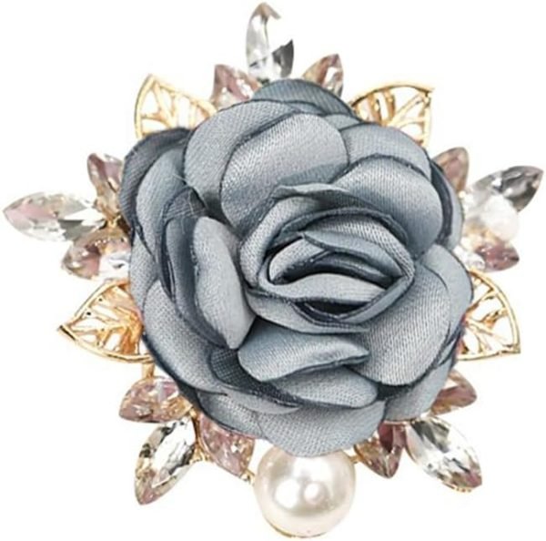 51y0B-U3O1L._AC_SL1000 Elegant Rose Flower Brooch Pin for Women Men Wedding Party Gentleman's Essentials Handmade Crystal Pearl Fabric Flower Lapel Pin Dress Suit Accessories Boutonniere Ideas Gift Valentine's Day