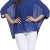 Women Chiffon Blouse Floral Batwing Sleeve Beach Cover Loose Tunic Shirt Tops