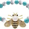 Honey Bee Brooches Crystal Insect Themed Bee Brooch Animal Fashion Shell Pearl Brooch Pin Gold Tone