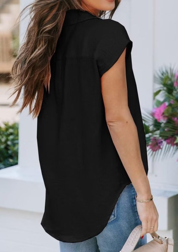 61-k6P-ImGL._AC_SL1169 Women's V Neck Short Sleeve Button Down Shirts Casual Chiffon Blouses Tops