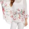 Women Chiffon Blouse Floral Batwing Sleeve Beach Cover Loose Tunic Shirt Tops