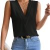Sleeveless Chiffon Tops for Women Summer Triple V-neck T Shirts Business Office Dressy Outfit Blouse
