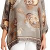 Women Chiffon Blouse Floral Batwing Sleeve Beach Cover Loose Tunic Shirt Tops