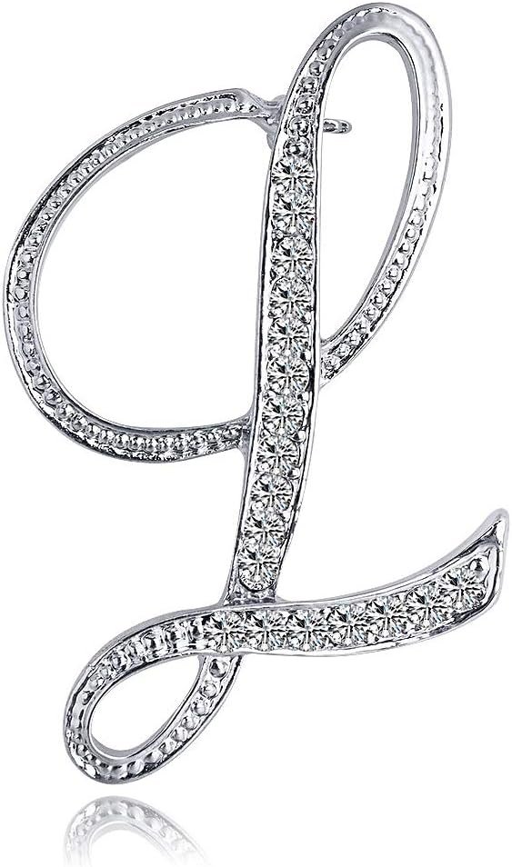 612pGI9J8LL._AC_SL1000 Letter Brooch Pins Initial Rhinestone Brooch for Women Crafts Silvery A-Z