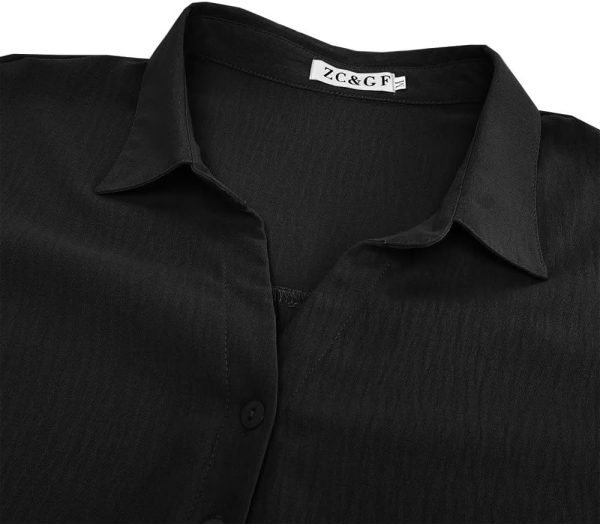 612wj2H9XFL._AC_SL1000 Women's V Neck Short Sleeve Button Down Shirts Casual Chiffon Blouses Tops