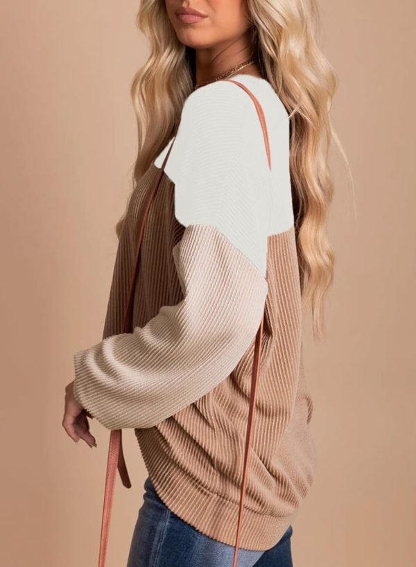 613yZoysKEL._AC_SL1500 Womens Fashion 2024 Color Block Long Sleeve Crewneck Knitted Casual Loose Pullover Shirts Tops
