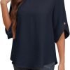 Women's 2024 Summer Chiffon Blouses Bell Short Sleeve Tshirts Casual Loose Flowy Dressy Work Tops for Leggings Blouse