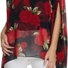 Women Chiffon Blouse Floral Batwing Sleeve Beach Cover Loose Tunic Shirt Tops