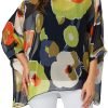 Women Chiffon Blouse Floral Batwing Sleeve Beach Cover Loose Tunic Shirt Tops