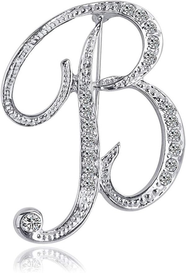 618LPuD8Q2L._AC_SL1000 Letter Brooch Pins Initial Rhinestone Brooch for Women Crafts Silvery A-Z