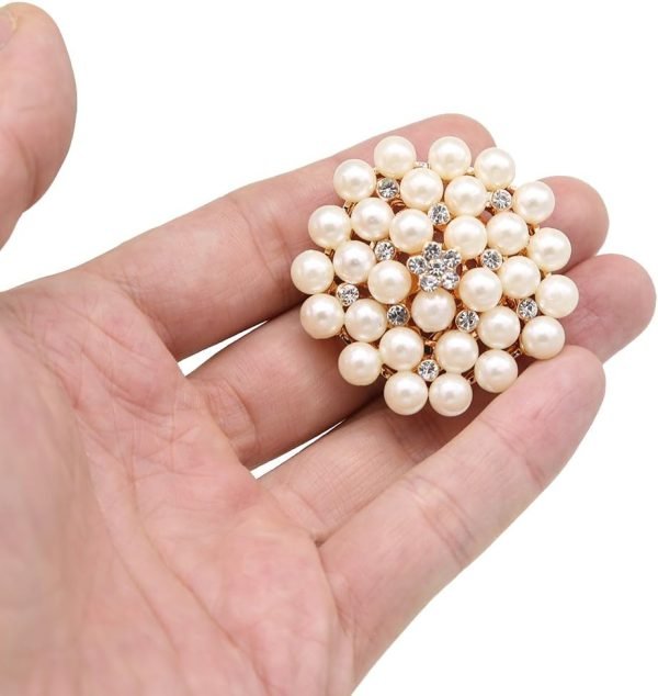 619gALYiHHL._AC_SL1001 Lot 9pcs Rose Gold-Tone Rhinestone brooches, Big Pearl Crystal Wedding Bouquet kit Set