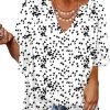 Womens Casual V Neck Loose 3/4 Bell Sleeve Chiffon Blouse Shirt Pleated Flowy Tunic Tops