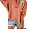 Hoodies for Women 2024 Fashion Fall V Neck Button Down Long Sleeve Hooded Sweatshirts Tops