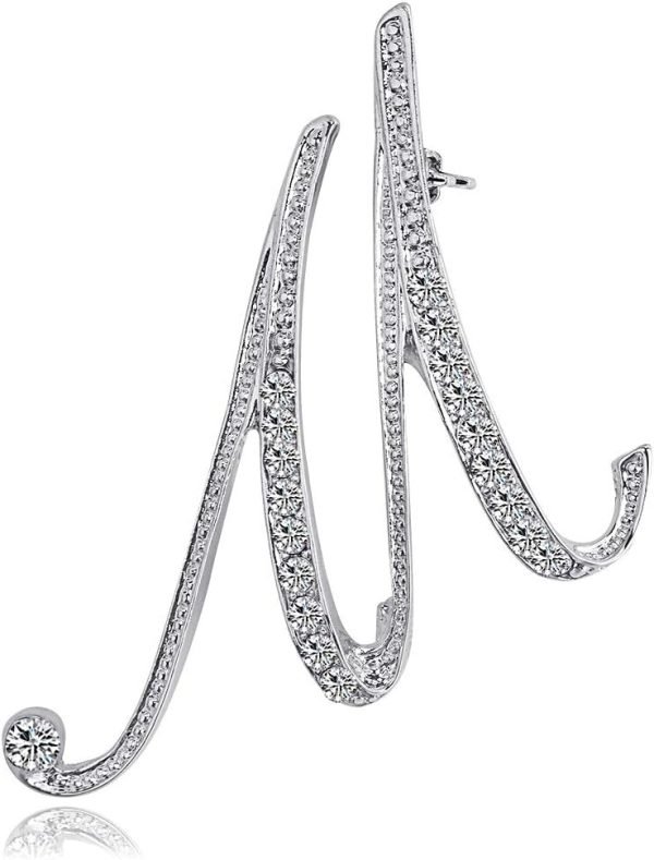 61CIff5GWrL._AC_SL1000 Letter Brooch Pins Initial Rhinestone Brooch for Women Crafts Silvery A-Z
