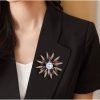 Austrain Crystal Geometry Flower Brooch Pins with Simulated Pearl Bouquet Jewelry Accessories for Women