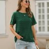 Womens Chiffon Blouse Summer Casual Round Neck Short Sleeve Pom Pom Shirts Top