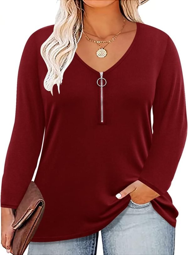 61FS8DAirkL._AC_SL1200 Plus Size T Shirt for Women Long Sleeve Raglan Tops Tee Shirts Color Block Top Leopard Plaid Print XL-5XL 14W-28W