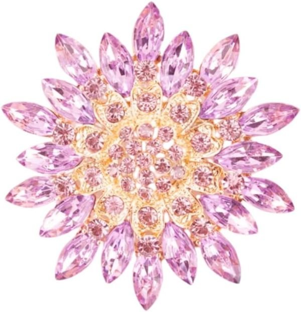 61GSTzK2F0L._AC_SL1000 Colorful Rhinestone Crystal Sunflower Brooch Pin for Women Dress Hat Decoration