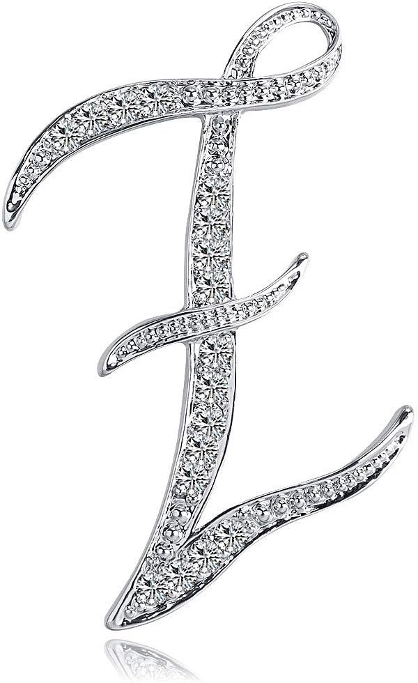 61GZWzbpBTL._AC_SL1000 Letter Brooch Pins Initial Rhinestone Brooch for Women Crafts Silvery A-Z