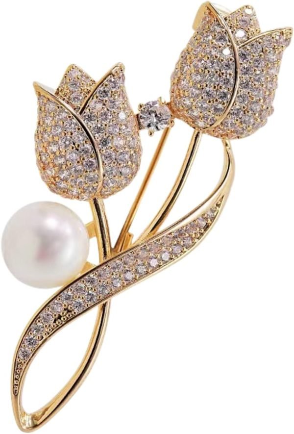 Lavender flower brooch crystal rhinestone tulip brooch elegant accessories jewelry women brooches and pins fashion jewelry wedding flowers lapel pin