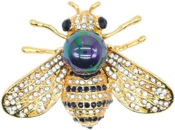 61H2hHB_E0L._AC_SL1000 Honey Bee Brooches Crystal Insect Themed Bee Brooch Animal Fashion Shell Pearl Brooch Pin Gold Tone