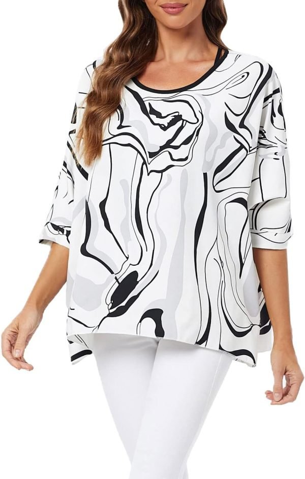 Women Chiffon Blouse Floral Batwing Sleeve Beach Cover Loose Tunic Shirt Tops