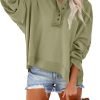 Hoodies for Women 2024 Fashion Fall V Neck Button Down Long Sleeve Hooded Sweatshirts Tops